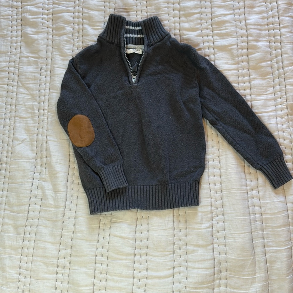 Hope & Henry Boys academia sweater with leather elbow patches.